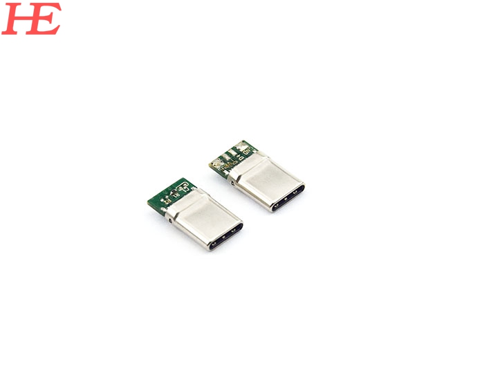USB C/M 拉伸款 黑LCP外壳不锈钢镀镍 端子镀2U弯端 2.0板 R1=56K