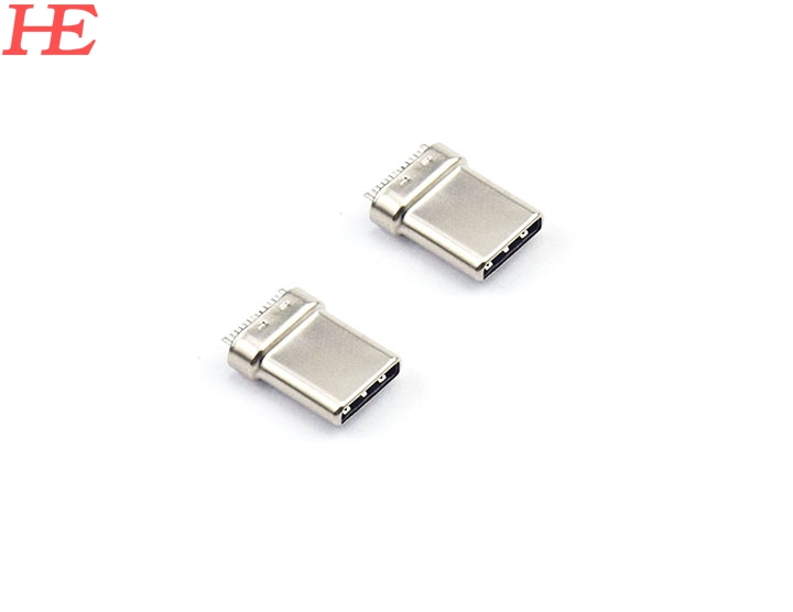 USB C/M夹板0.8 拉伸款L10.60黑LCP外壳不锈钢镀镍 端子镀金2u