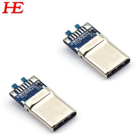 USB C/M 夹板0.8拉伸款 黑LCP 外壳镀镍 端子镀金2u 弯端 C-C 10nf电容