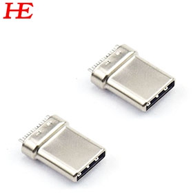 USB C/M夹板0.8 拉伸款L10.60黑LCP外壳不锈钢镀镍 端子镀金2u