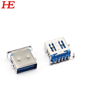 USB 3.0 A/F沉板DIP H=2.55mm母座反向蓝胶LCP