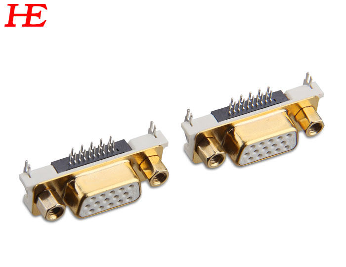 SLIM VGA母正向板上 CL4.8 白PBT铁壳镀金0.8u锁4.8螺丝