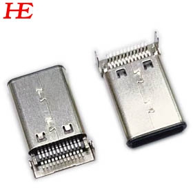 USB TYPE C/M沉板式，双排SMT公头，外壳DIP 黑LCP 端子G/F