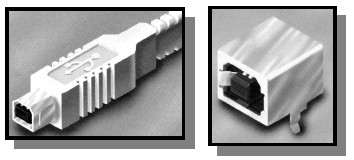 B型USB插头（plug）和B型USB插座（receptacle）