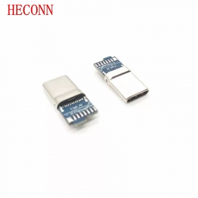 USB TYPE C CM 夹板0.8拉伸款c=10NF 黑LCP 外壳不锈钢镀镍 端子镀金2u
