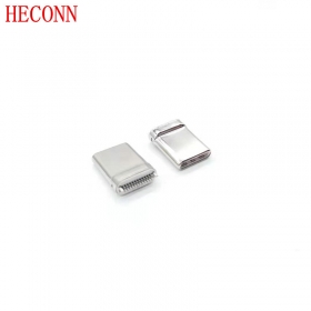 USB TYPE CM夹板0.8拉伸款 白LCP 外壳不锈钢镀亮镍 端子镀金2u